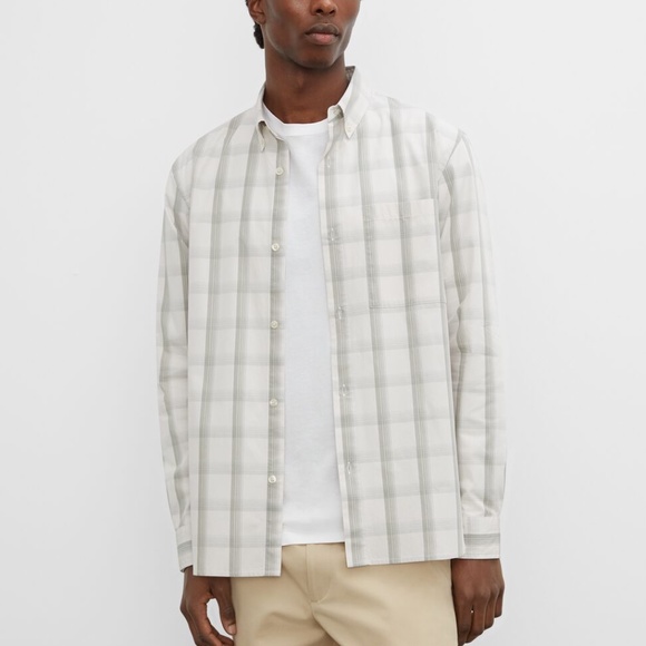 Long Sleeve Large Plaid Poplin Shirt - New With Tags - NEVER WORN - White Multi
